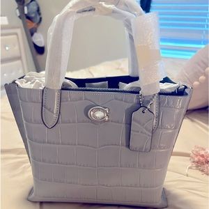 Coach Embossed Willow Tote. 24-Grey/Blue